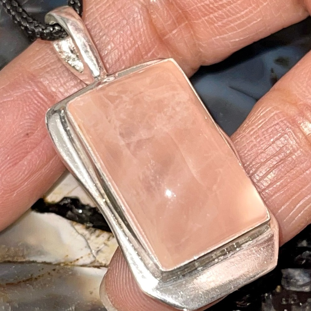 Pink Rose Quartz “Stone of Pure Love” Pendant 1 1/2”